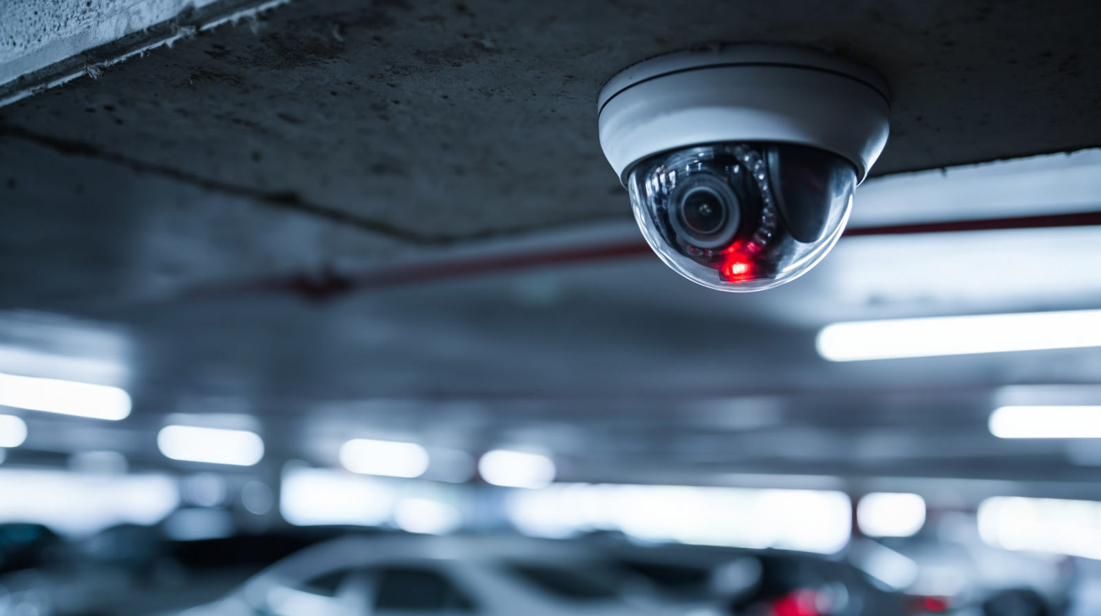Dome CCTV camera mounted on a commercial building